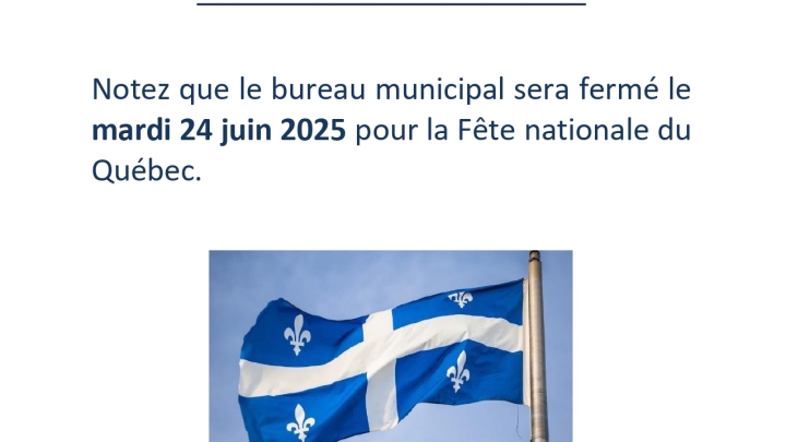 Bureau municipal fermé - Fête nationale