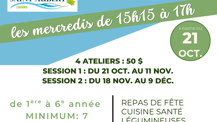 Ateliers culinaires pour les écoliers et écolières
