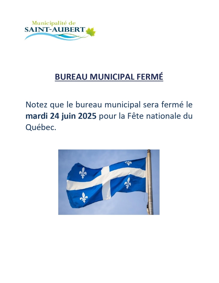 Bureau municipal fermé - Fête nationale