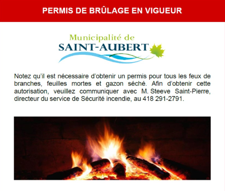 Permis de brûlage en vigueur