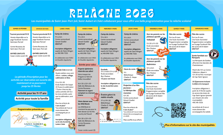 Programmation relâche scolaire